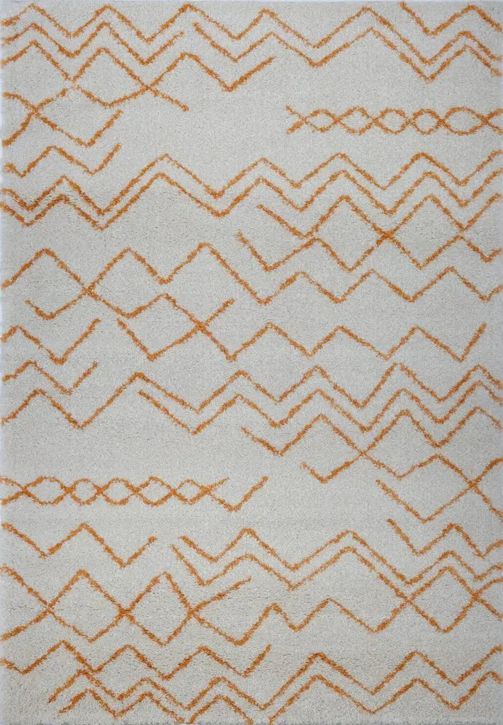 Shaggy Moroccan Ivory Orange Area Rug - Ladolerugsca