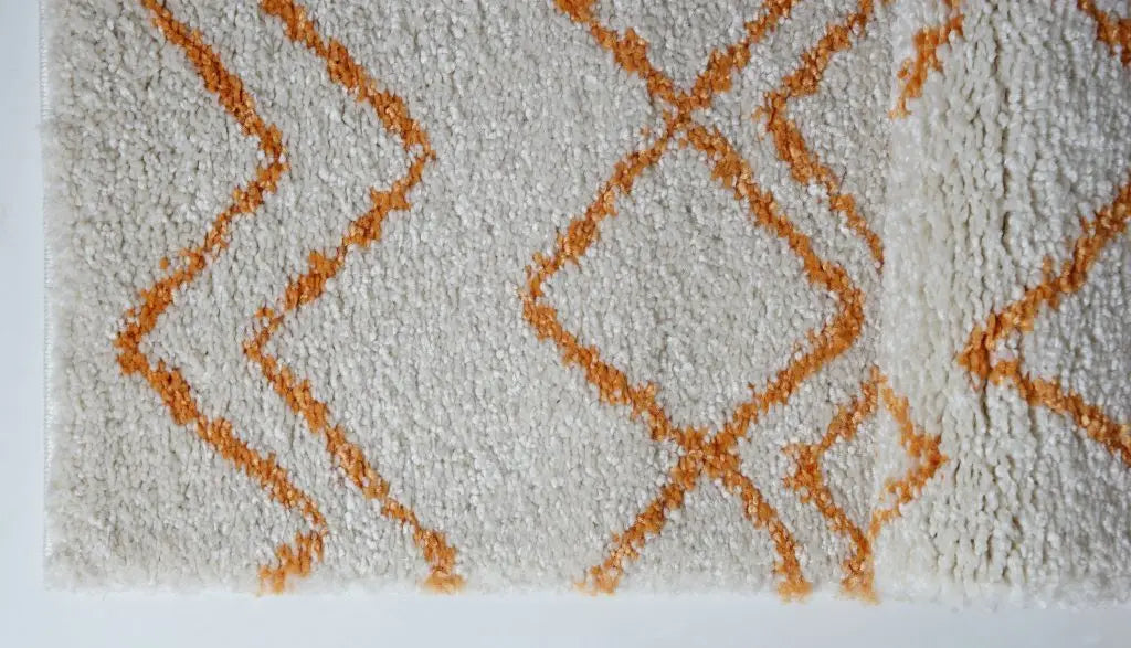 Shaggy Moroccan Ivory Orange Area Rug - Ladolerugsca