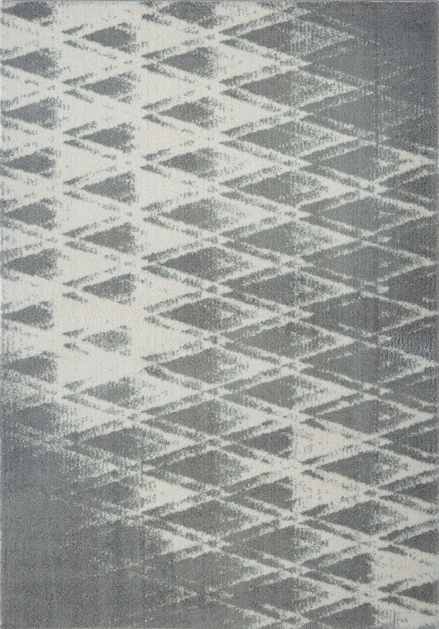 Burnaby Micro Fiber Shaggy Gray Cream Area Rug -