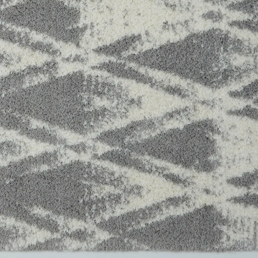 Burnaby Micro Fiber Shaggy Gray Cream Area Rug -