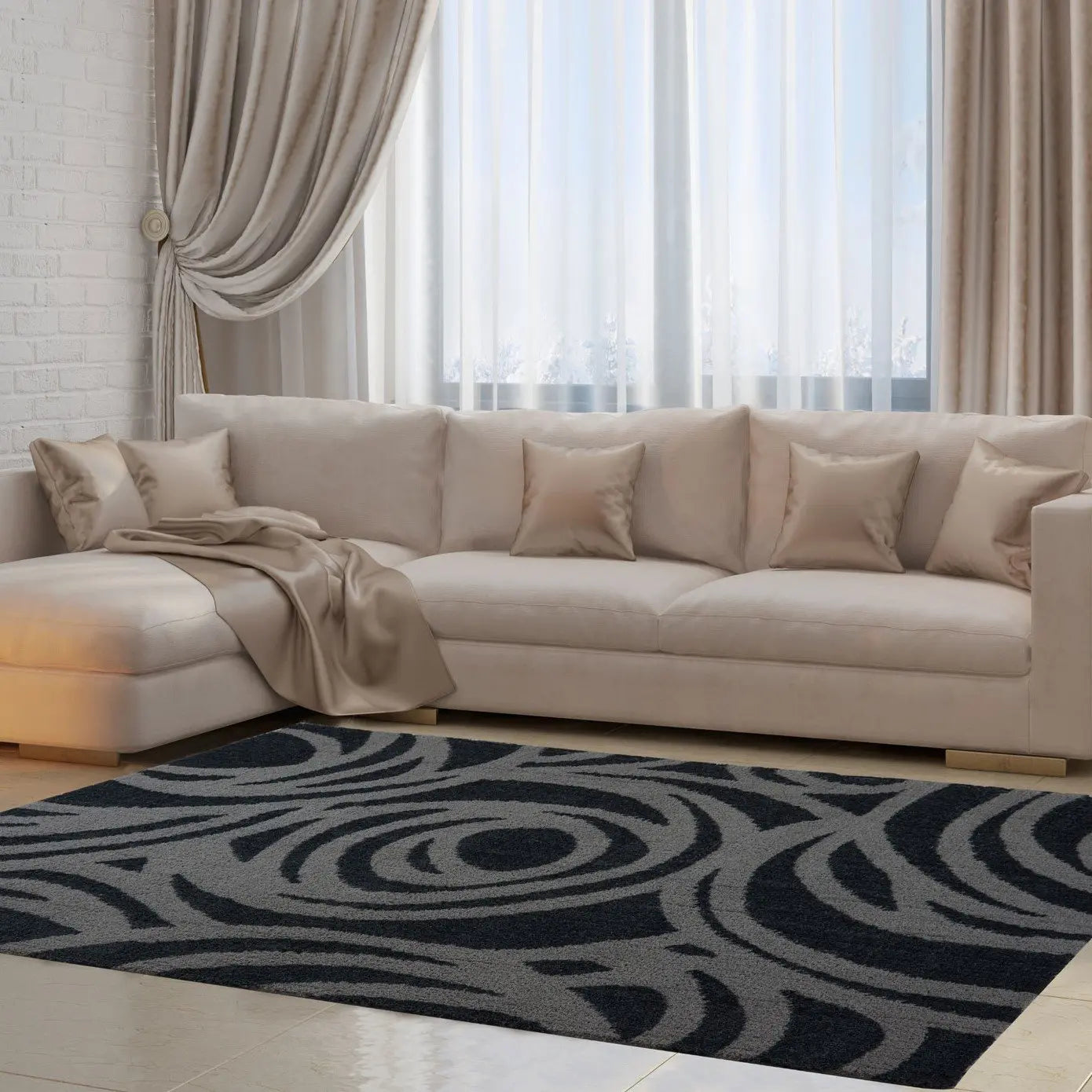 Victoria Micro Fiber Shaggy Area Rug -