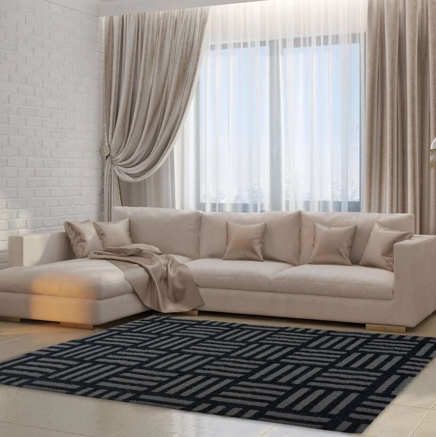 Okanagon Micro-Polyester Shaggy Area Rug -