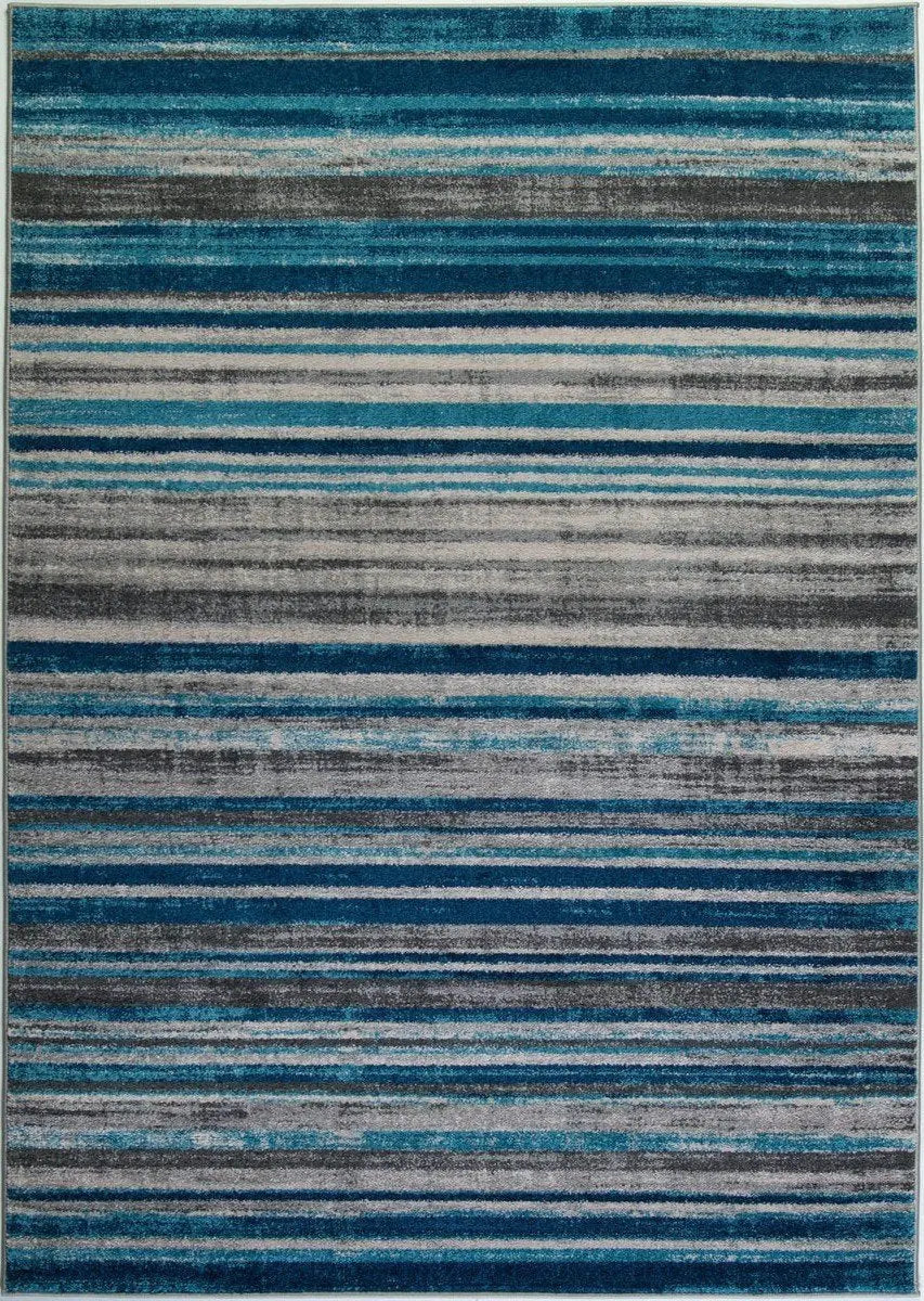 Kensington Teal Ivory Stripes Area Rug -
