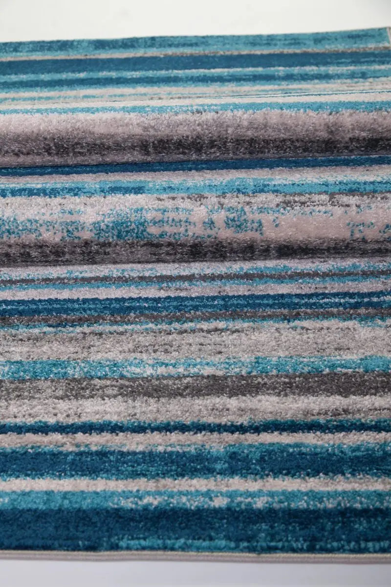 Kensington Teal Ivory Stripes Area Rug -