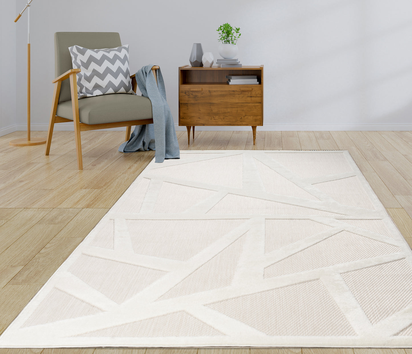 cream beige geometric modern minimalist contemporary outdoor indoor area rug carpet for patio porch dining area balcony living room bedroom 4x6, 4x5 ft Small Carpet, Home Office, Living Room, Bedroom