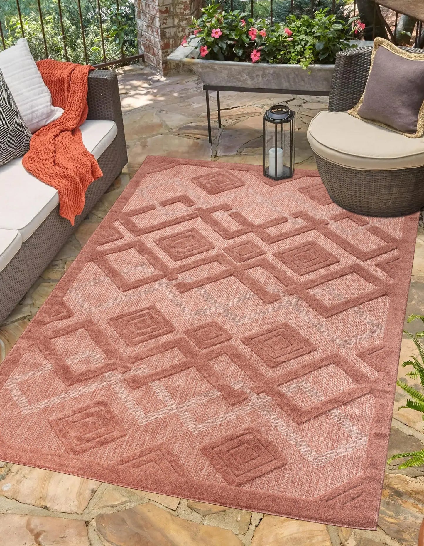 geometric modern minimalist contemporary outdoor indoor area rug carpet for patio porch dining area balcony living room bedroom 2x5, 3x5 Runner Rug, Entry Way, Entrance, Balcony, Bedside, Home Office, Table Top