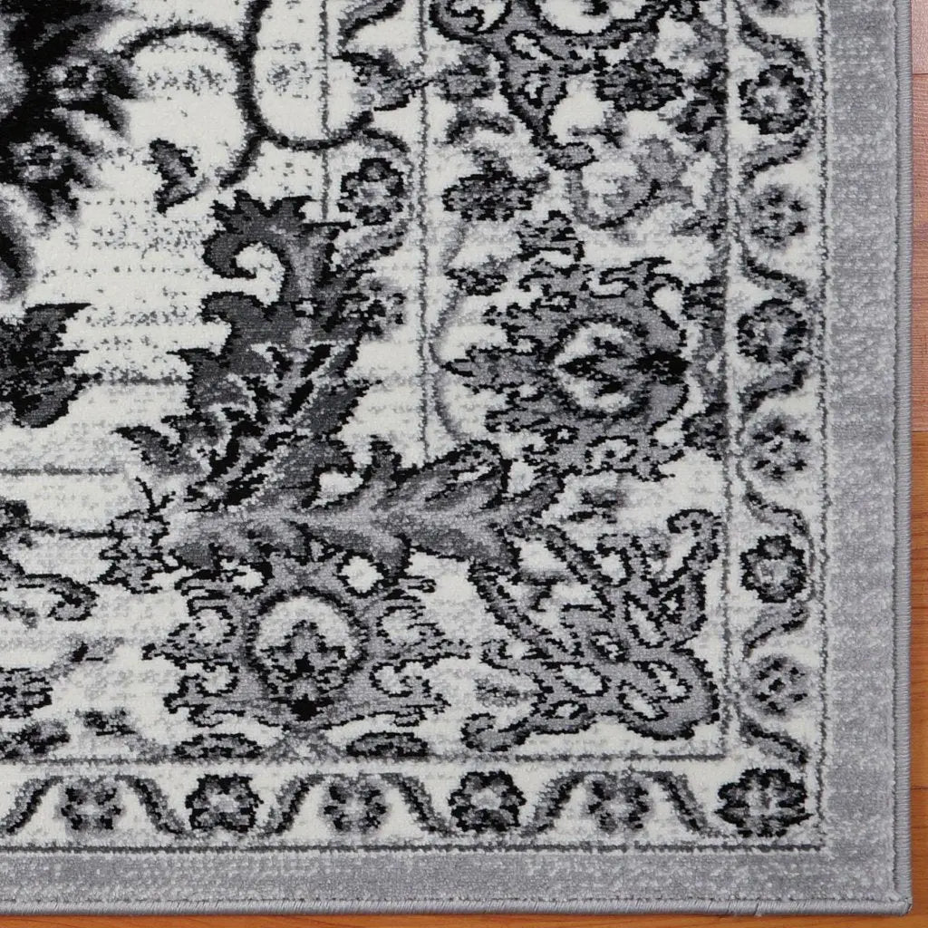 Oakville Cream Black Oriental Area Rug -
