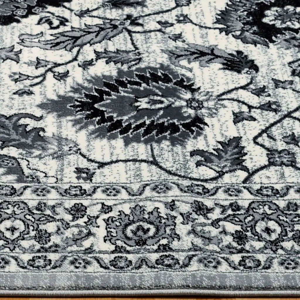 Oakville Cream Black Oriental Area Rug -