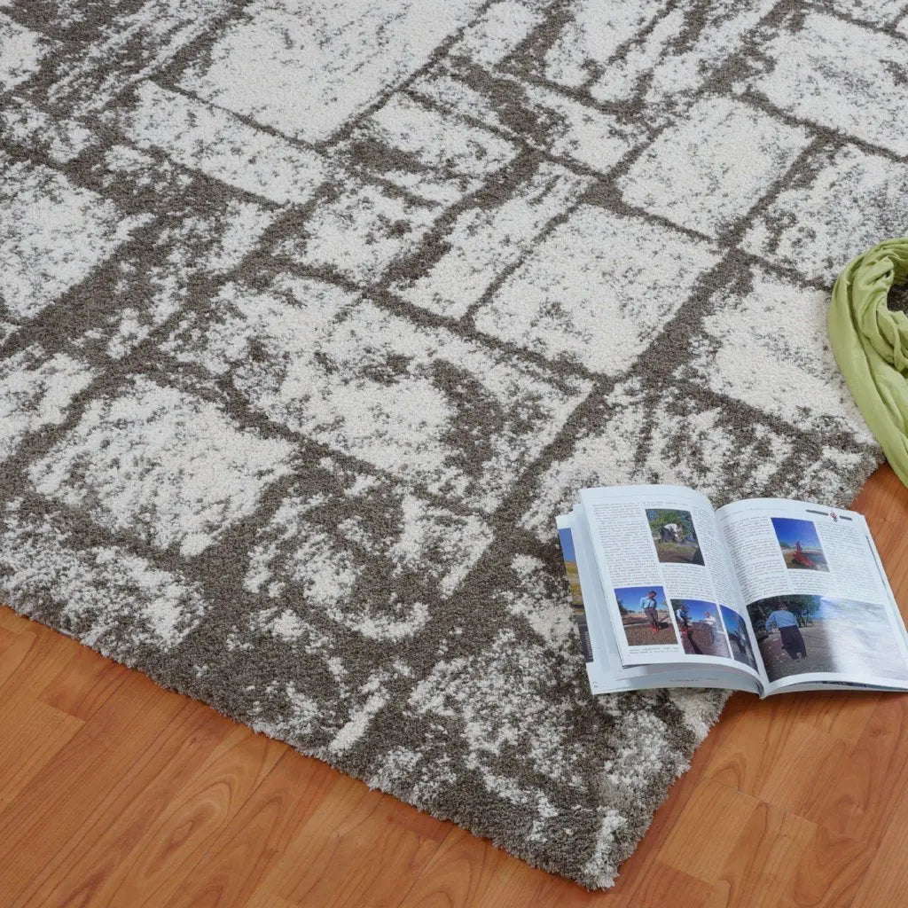 Patch Beige Micro Fiber Shaggy Area Rug -