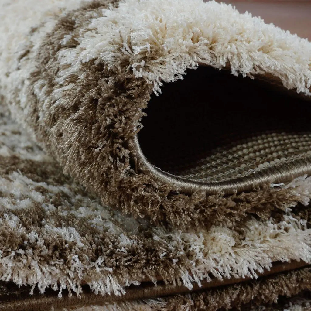 Patch Beige Micro Fiber Shaggy Area Rug -