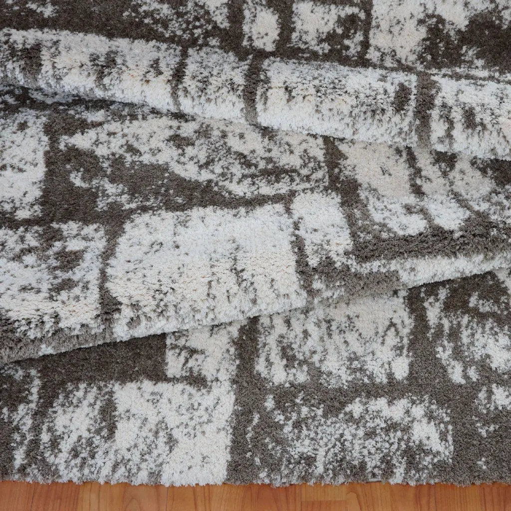 Patch Beige Micro Fiber Shaggy Area Rug -