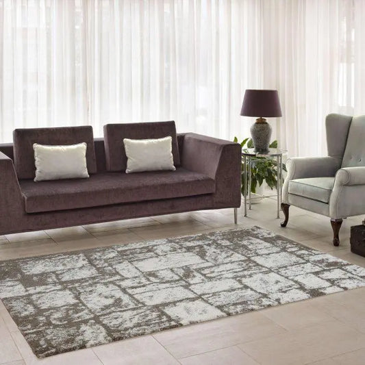Patch Beige Micro Fiber Shaggy Area Rug -