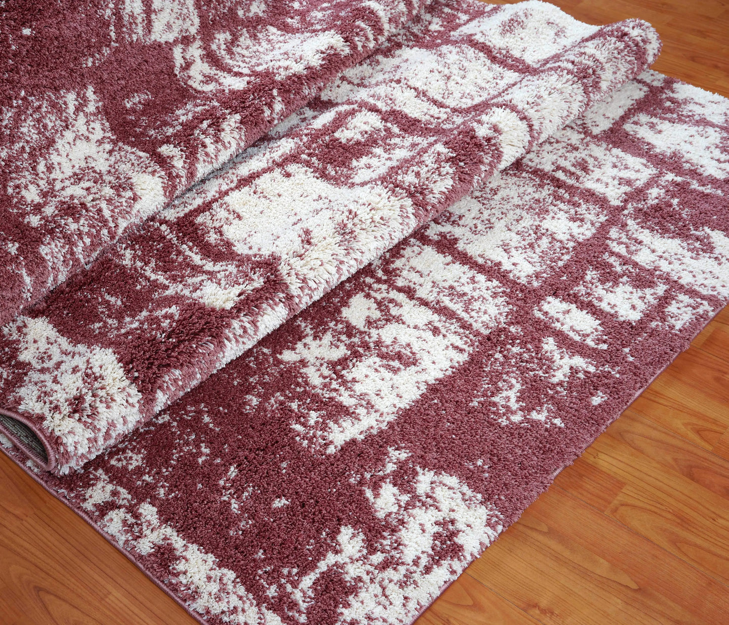 Patch Rose Cream Micro Fiber Shaggy Area Rug -