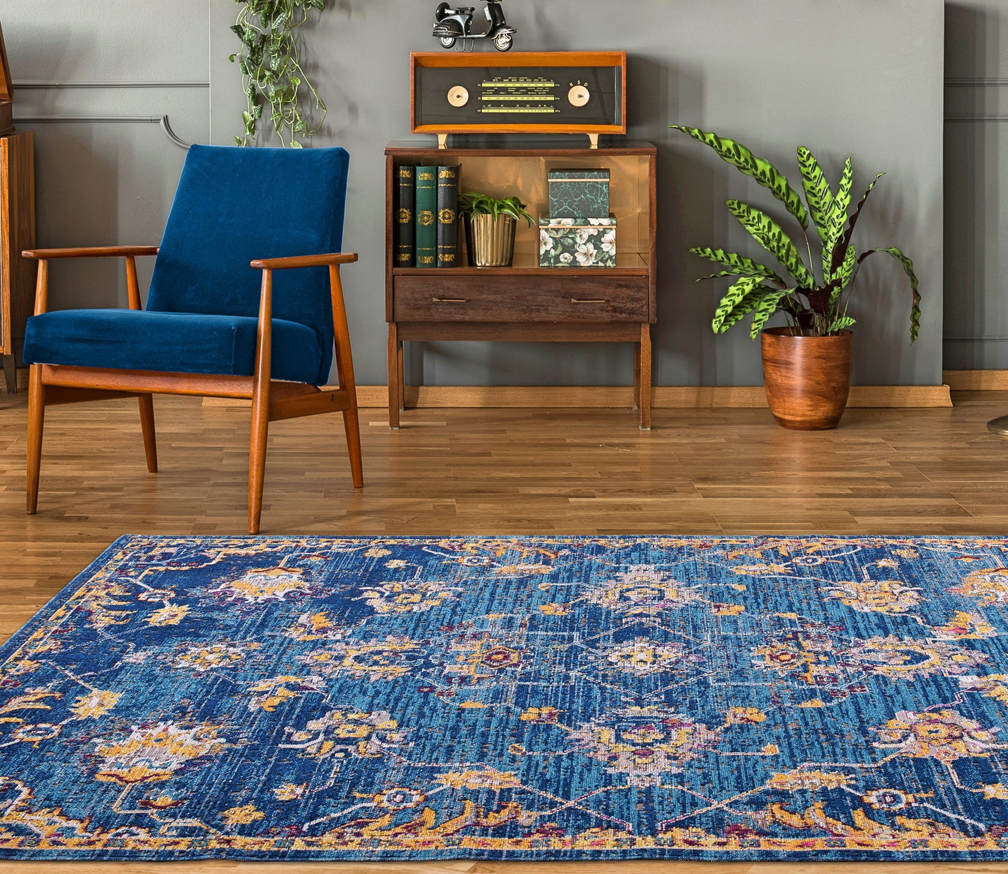 Tremont Dark Blue Traditional Indoor/Outdoor Area Rug - Ladolerugsca