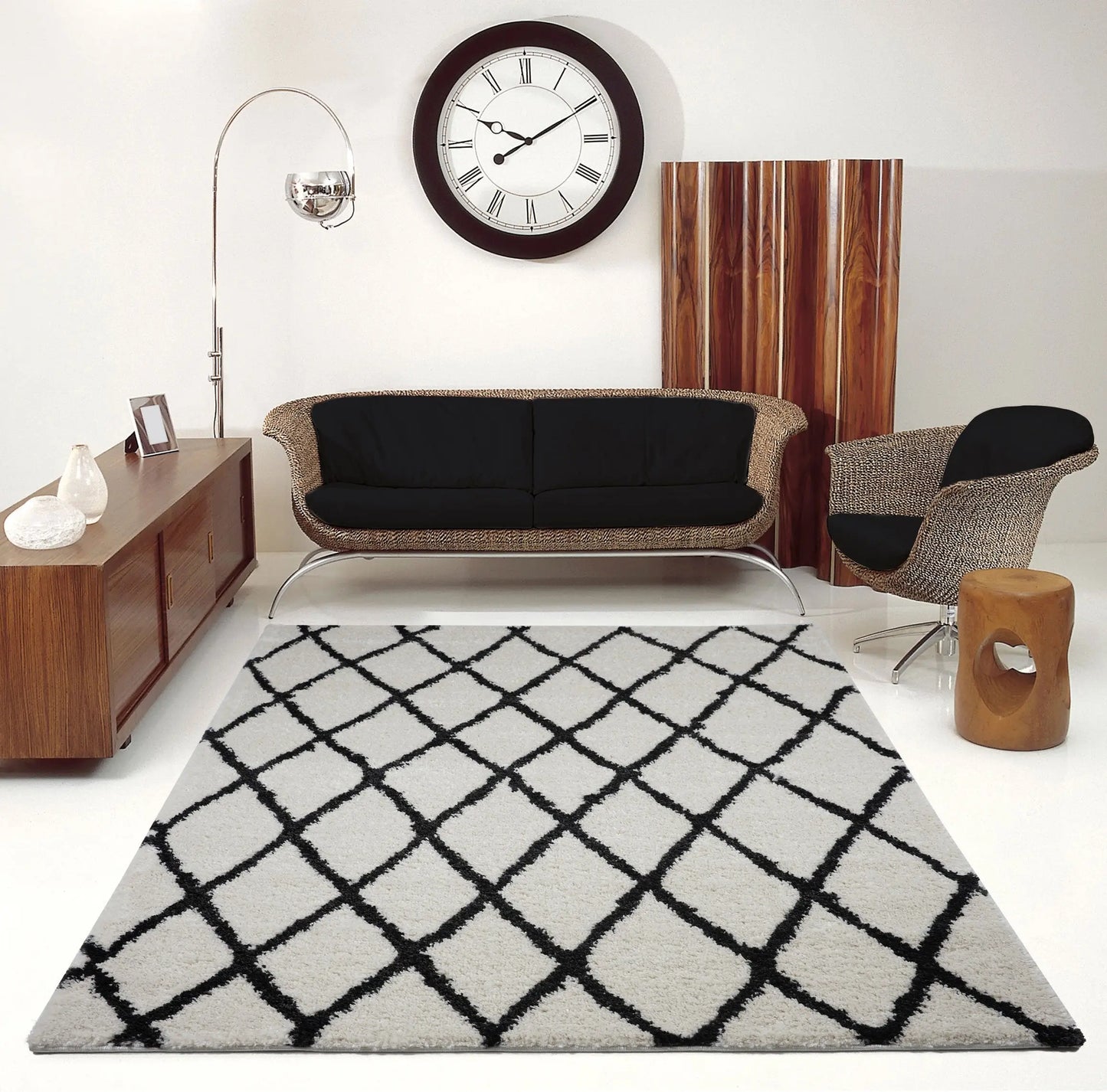 Toronto Trellis Ivory Dark Grey Area Rug -