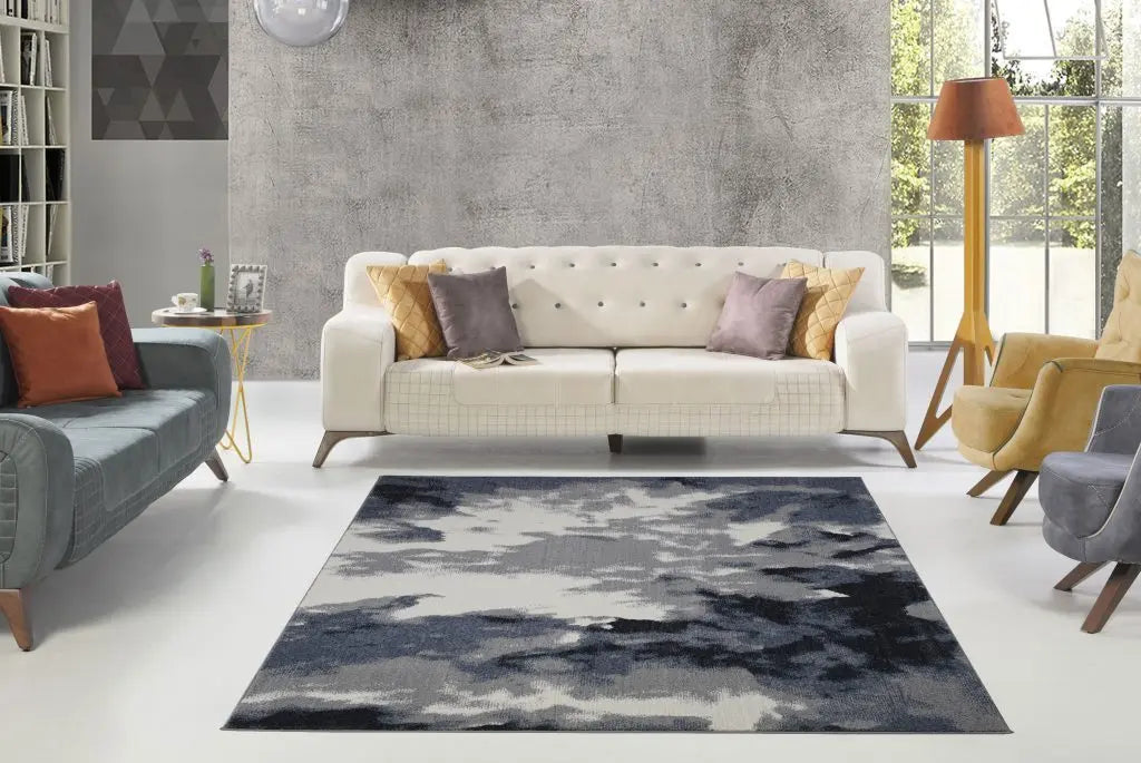 Toronto Sky Gray Abstract Area Rug -