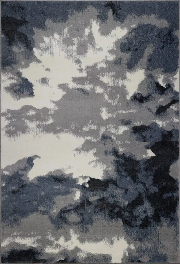 Toronto Sky Gray Abstract Area Rug -