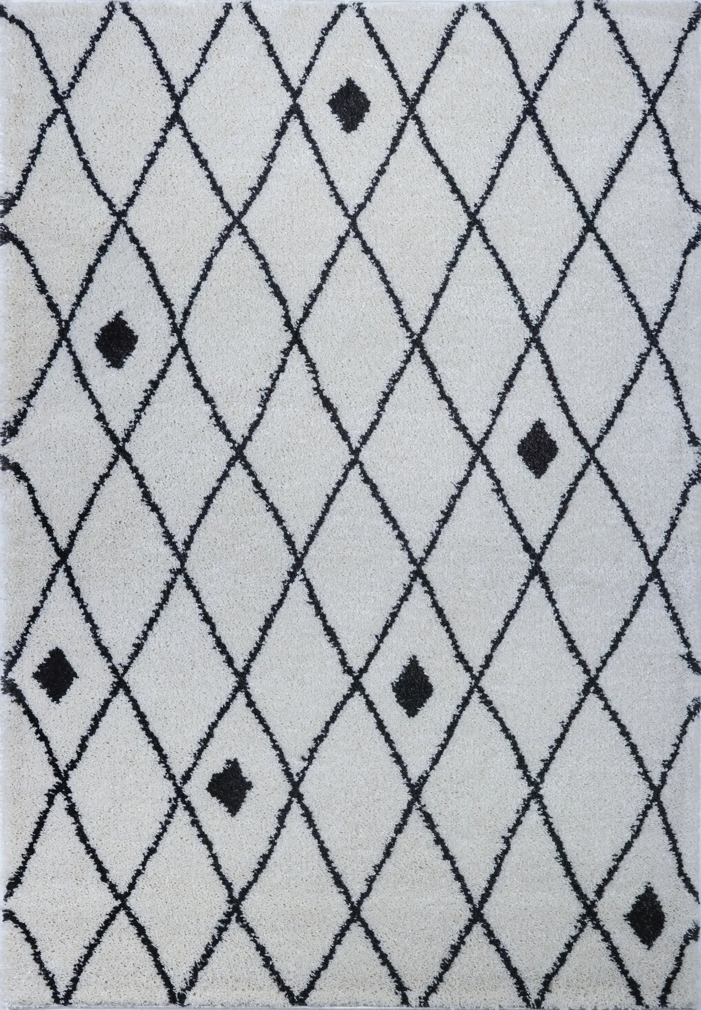 Victoria Trellis Ivory Dark Gray Shaggy Area Rug -