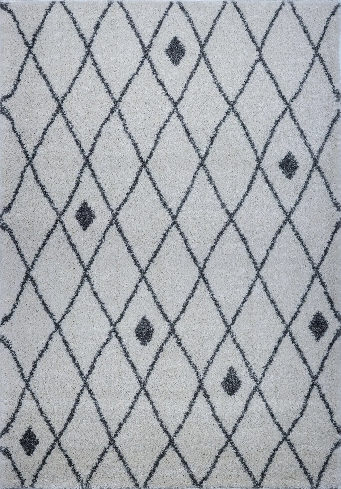 Victoria Trellis Ivory Grey Shaggy Area Rug - Ladolerugsca