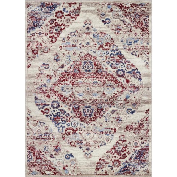 Kentucky Pearl Blue Red Traditional Area Rug - Ladolerugsca