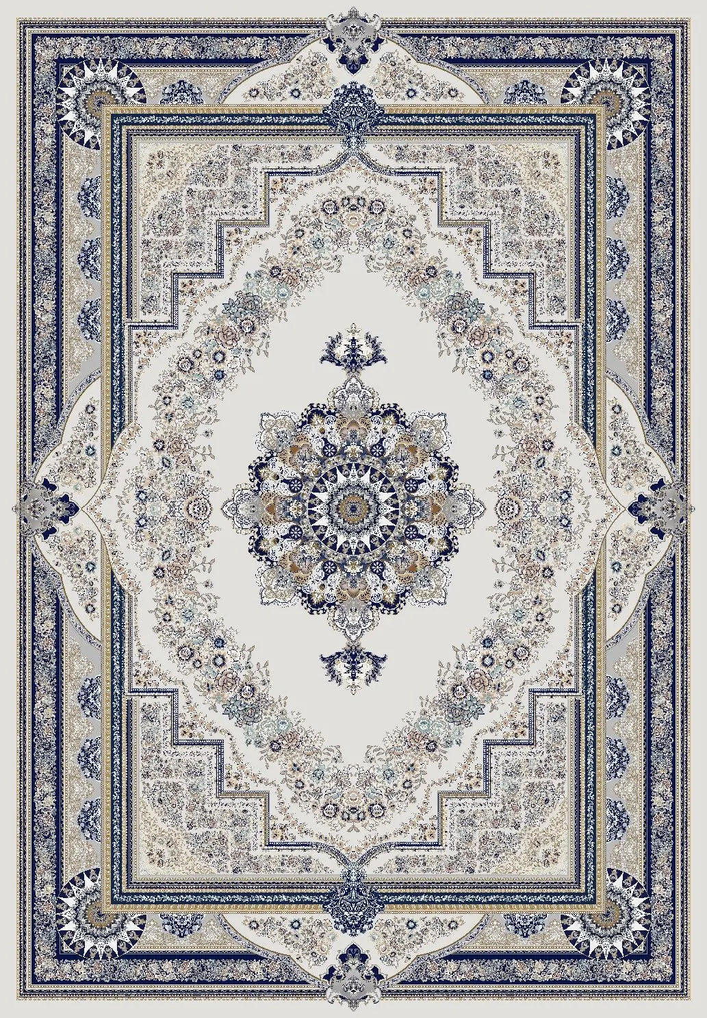 traditional blue and grey flat pile area rug 8x10, 8x11 ft Large Living Room Carpet, Bedroom, Kitchen