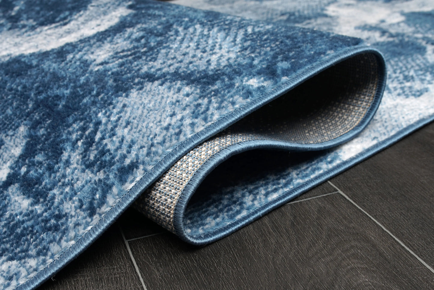 Azra Blue Abstract Contemporary Marble Minimal Design Area Rug La Dole Rugs