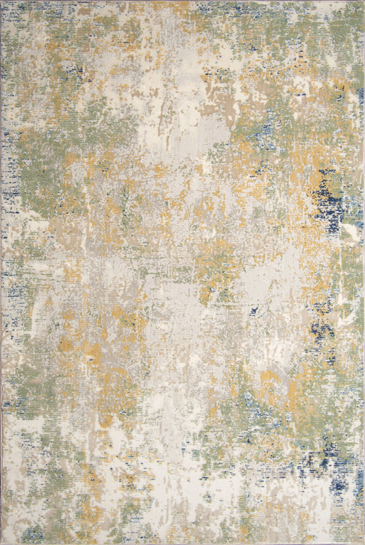 Quadro Beige Yellow Green Multicolor Rustic Abstract Modern Textured Area Rug La Dole Rugs