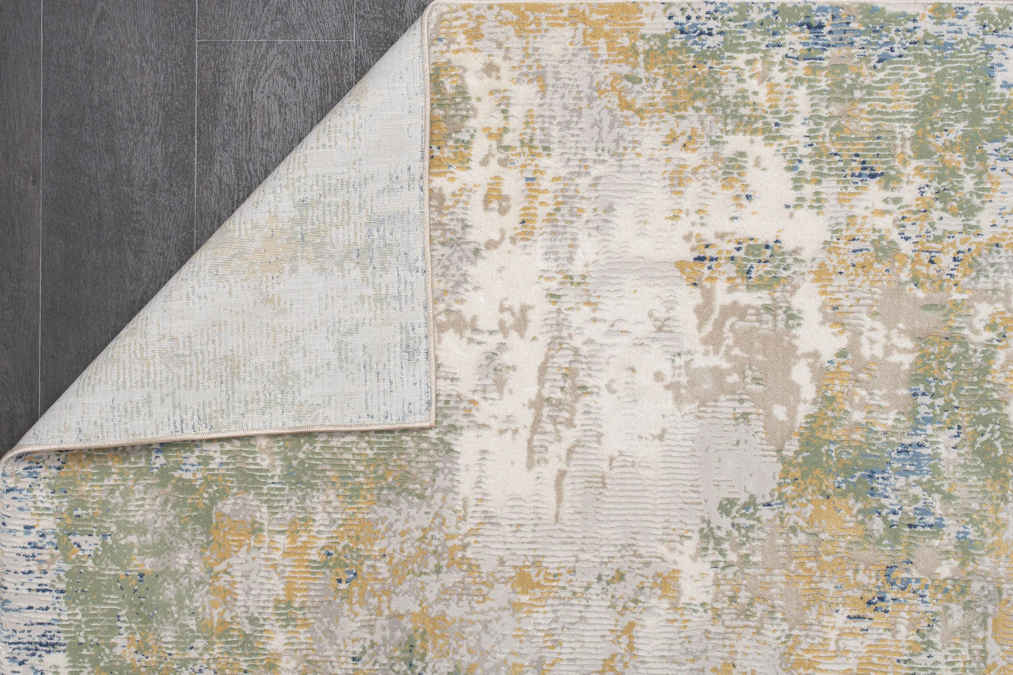 Quadro Beige Yellow Green Multicolor Rustic Abstract Modern Textured Area Rug La Dole Rugs