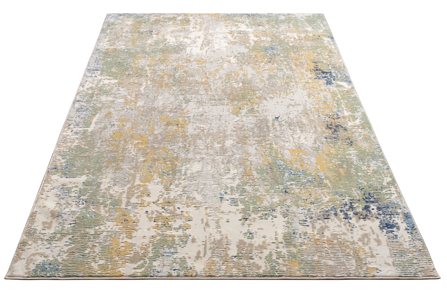 Quadro Beige Yellow Green Multicolor Rustic Abstract Modern Textured Area Rug La Dole Rugs