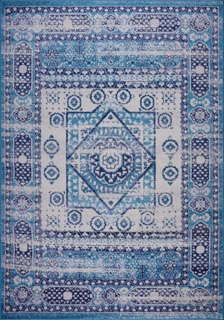 Zosia Diamond Design Polypropylene Turkish Blue Rugs