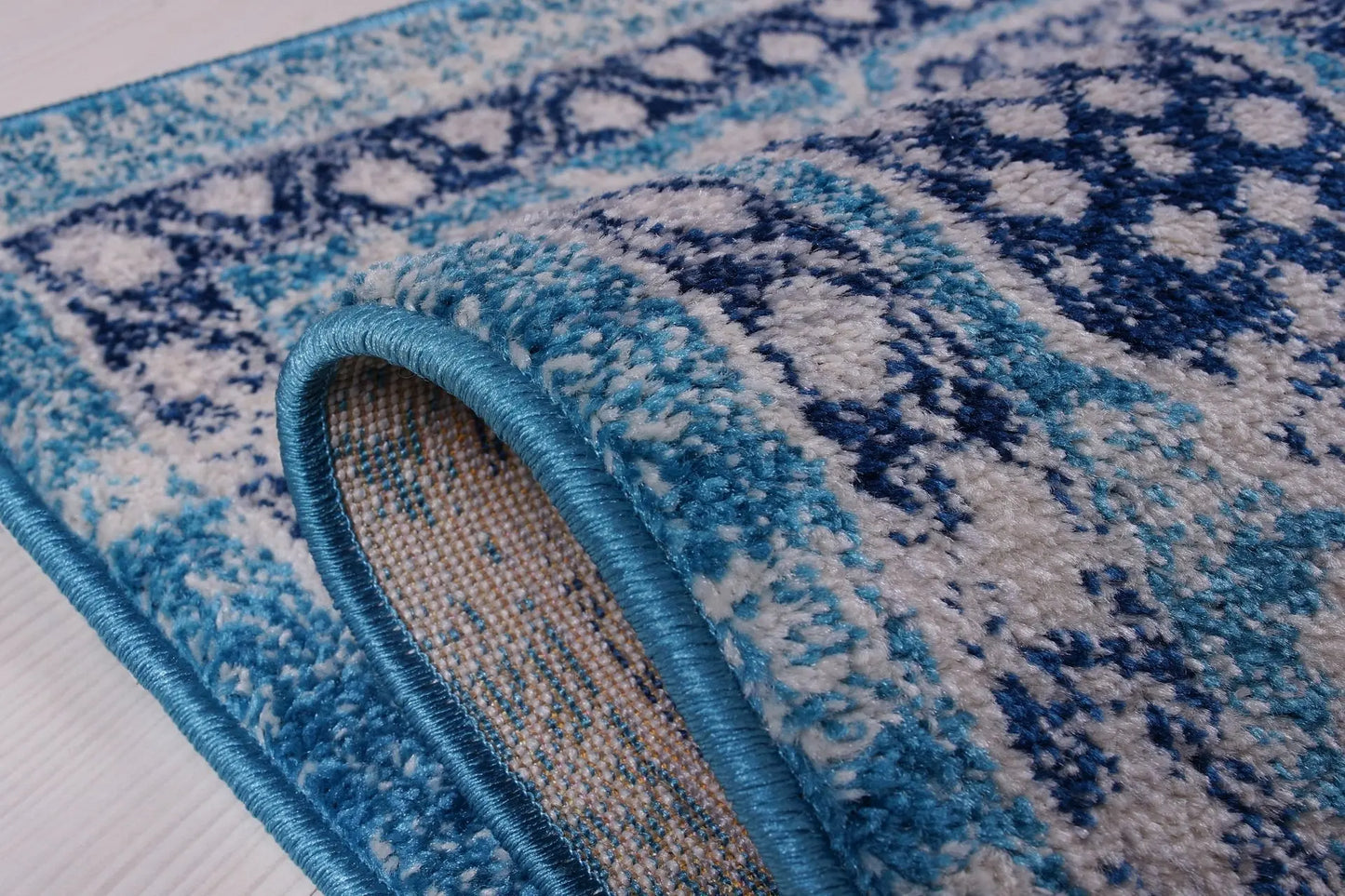 Zosia Diamond Design Polypropylene Turkish Blue Rugs
