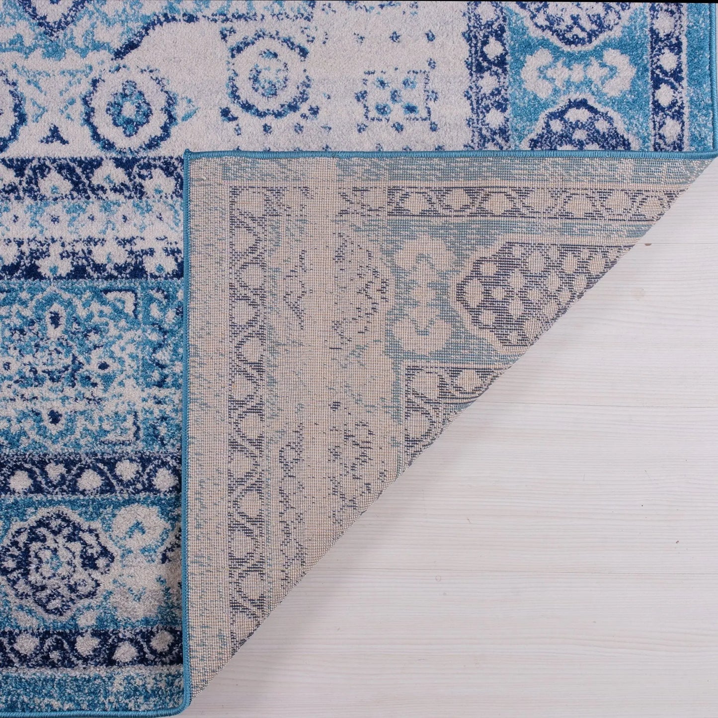 Zosia Diamond Design Polypropylene Turkish Blue Rugs