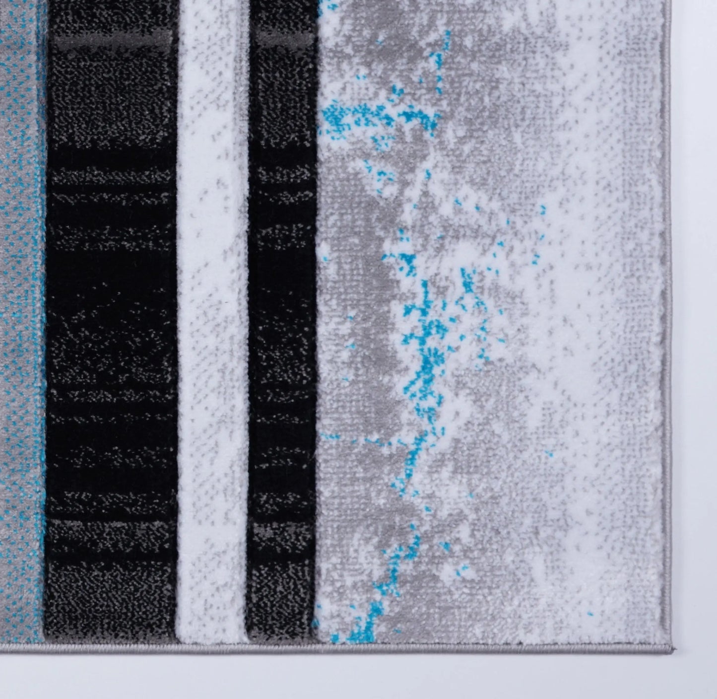 ladole rugs adonis collection geometric turquoise black and grey polypropylene area rug 4x6, 4x5 ft Small Carpet, Home Office, Living Room, Bedroom