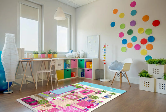 Clay Doll house Flatweave Play Area Rug - Ladolerugsca