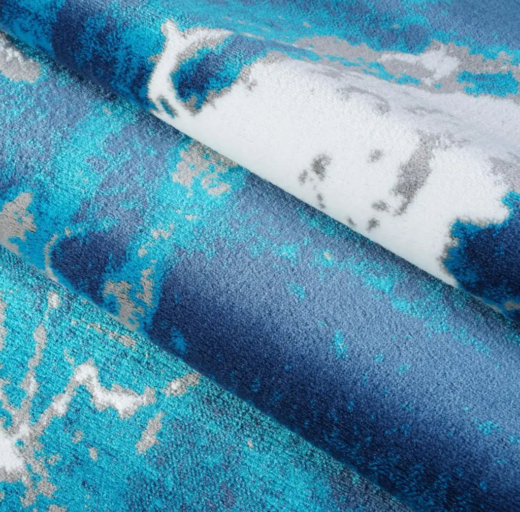 ans10681 anise collection soft contemporary abstract area rug carpet in blue and grey 3x5 27 x 411 80cm x 150cm 27 x 41180cm x 150cm blue grey 4x6, 4x5 ft Small Carpet, Home Office, Living Room, Bedroom