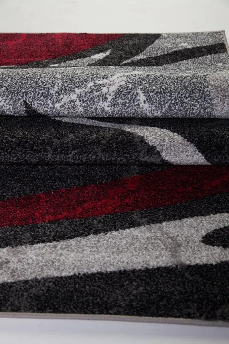 Ivory Dark Gray Spirals Area Rug Red - Ladolerugsca