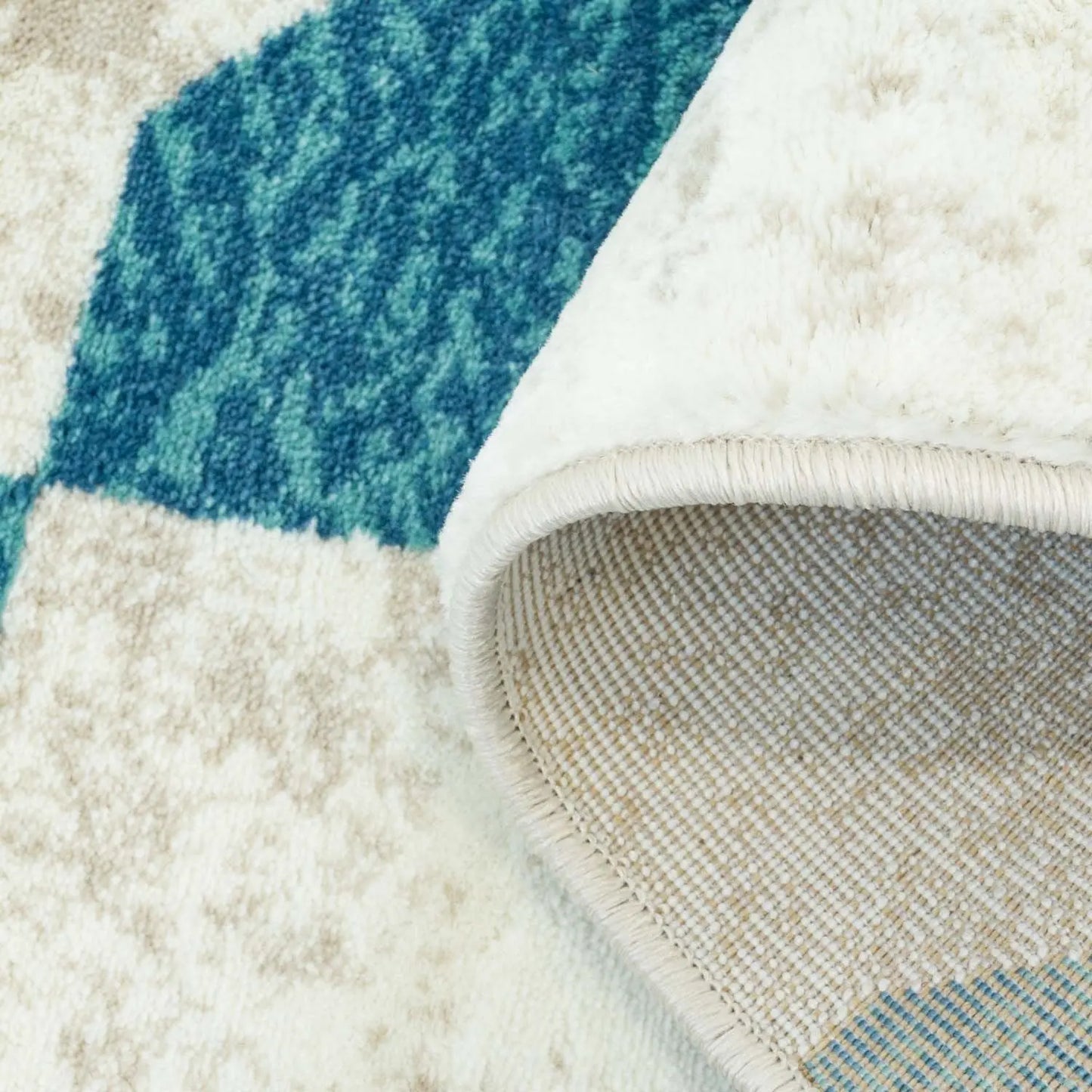 Clover Teal Cream Trellis Area Rug -