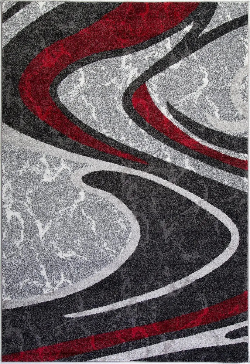 Ivory Dark Gray Spirals Area Rug Red - Ladolerugsca