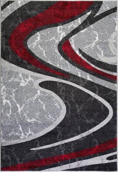 Ivory Dark Gray Spirals Area Rug Red - Ladolerugsca