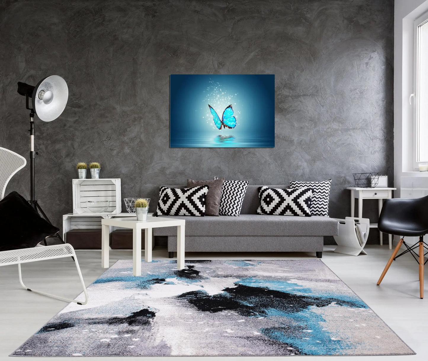 grey black blue extra large area rug 4x6, 4x5 ft Small Carpet, Home Office, Living Room, Bedroom