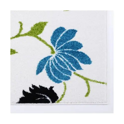 Cream Green Multi Floral Area Rug - Ladolerugsca