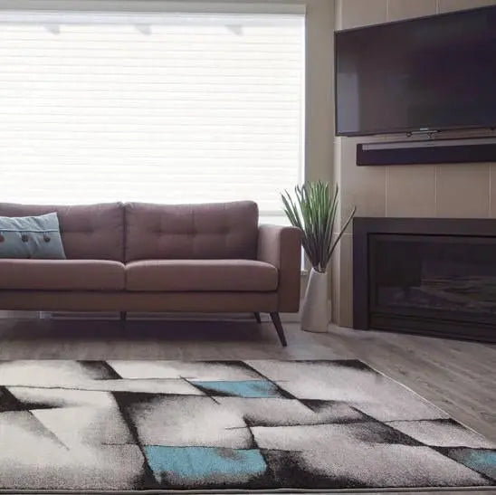 ladole rugs ladole rugs beautiful boston collection empire geometric pattern area rug carpet in blue grey 3x5 27 x 411 80cm x 150cm 27 x 41180cm x 150cm blue grey 4x6, 4x5 ft Small Carpet, Home Office, Living Room, Bedroom