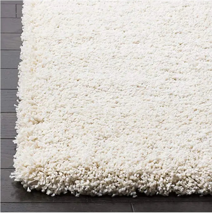 Cream Solid Shaggy Area Rug - Ladolerugsca