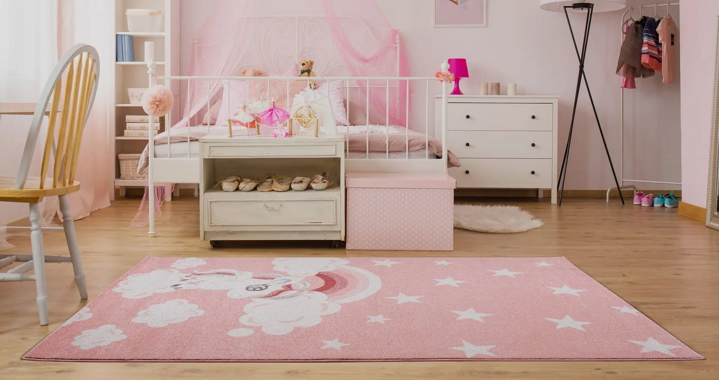 Light Pink Unicorn Kids Area Rug - Ladolerugsca
