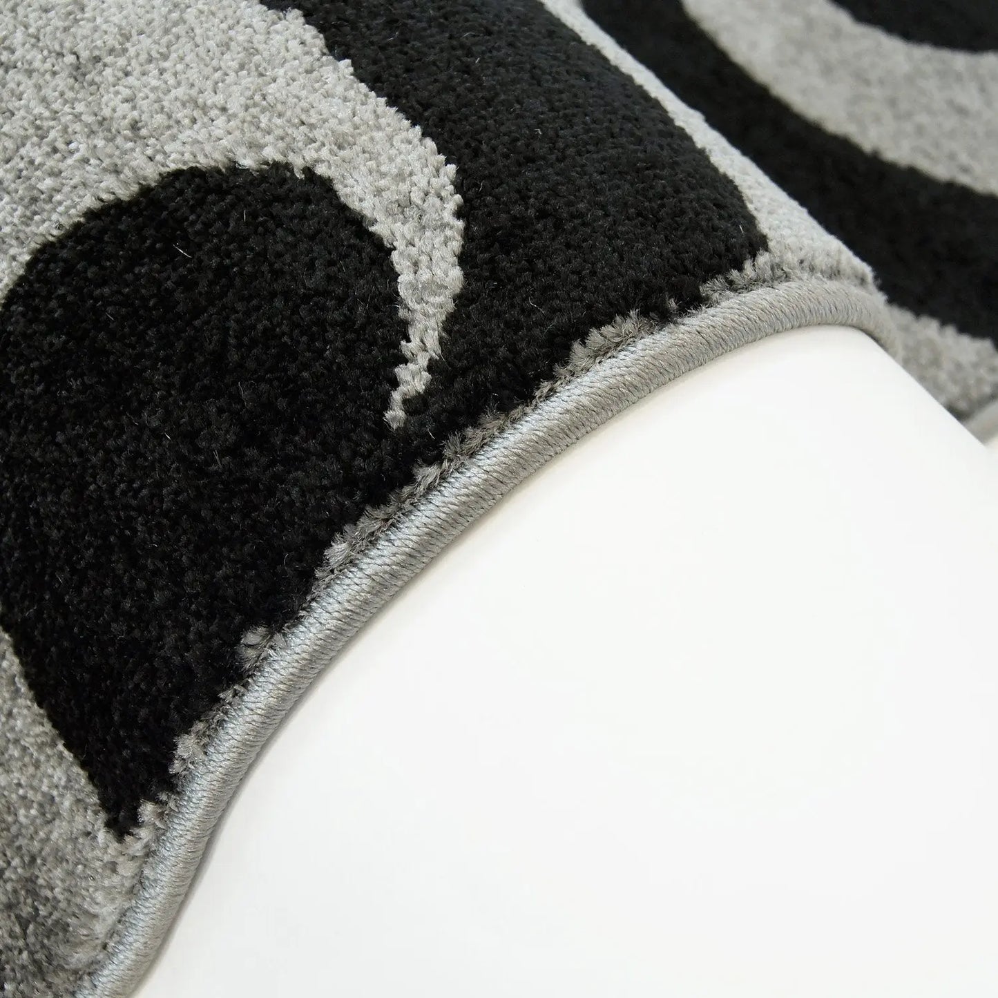 Grey Black Flower Area Rug -