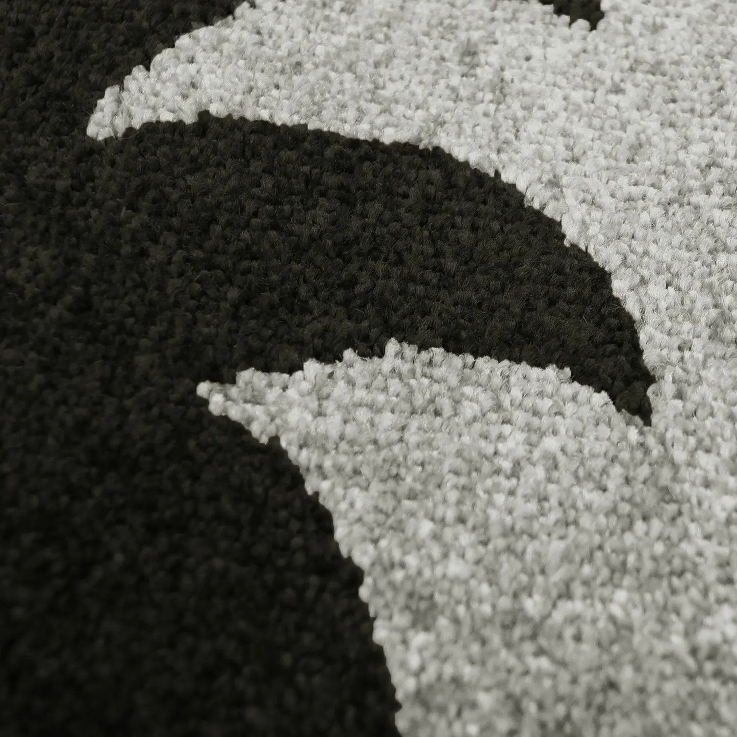 Grey Black Flower Area Rug -
