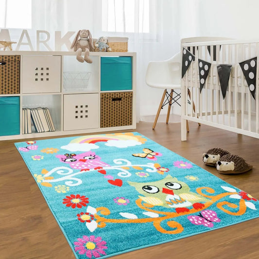 MODA KIDS OWL AREA RUG Turquoise - Ladolerugsca