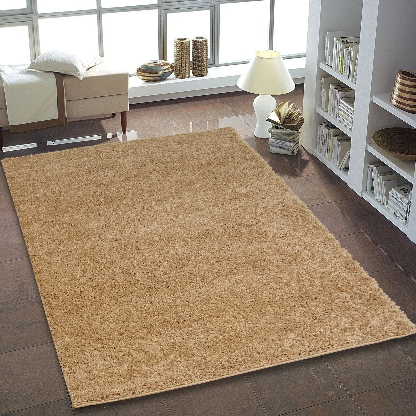 Shaggy Beige Area Rug -
