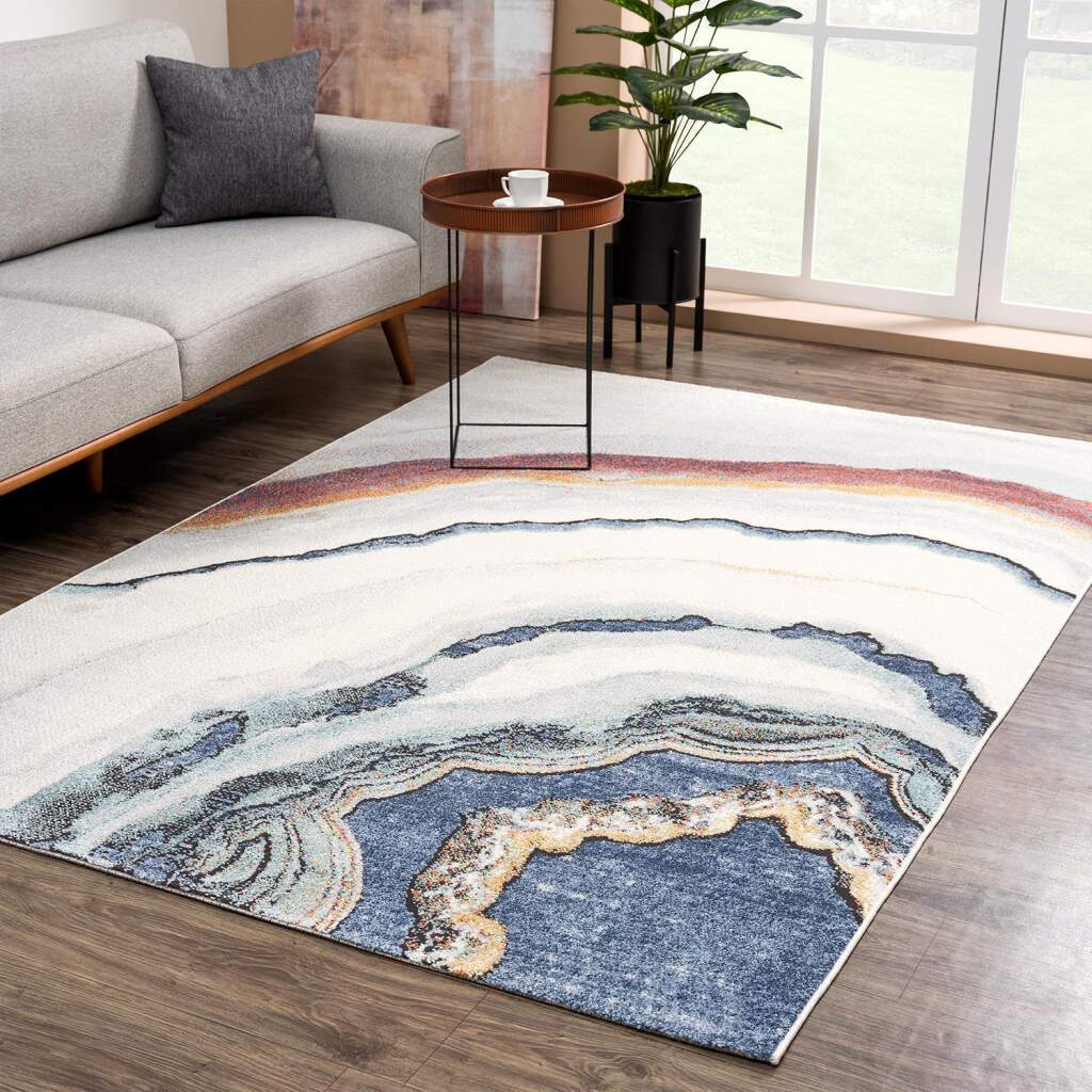 blue ivory red marble pattern lava modern abstract area rug for living room bedroom 9x12, 10x13 ft Large Big Carpet, Living Room, Beroom