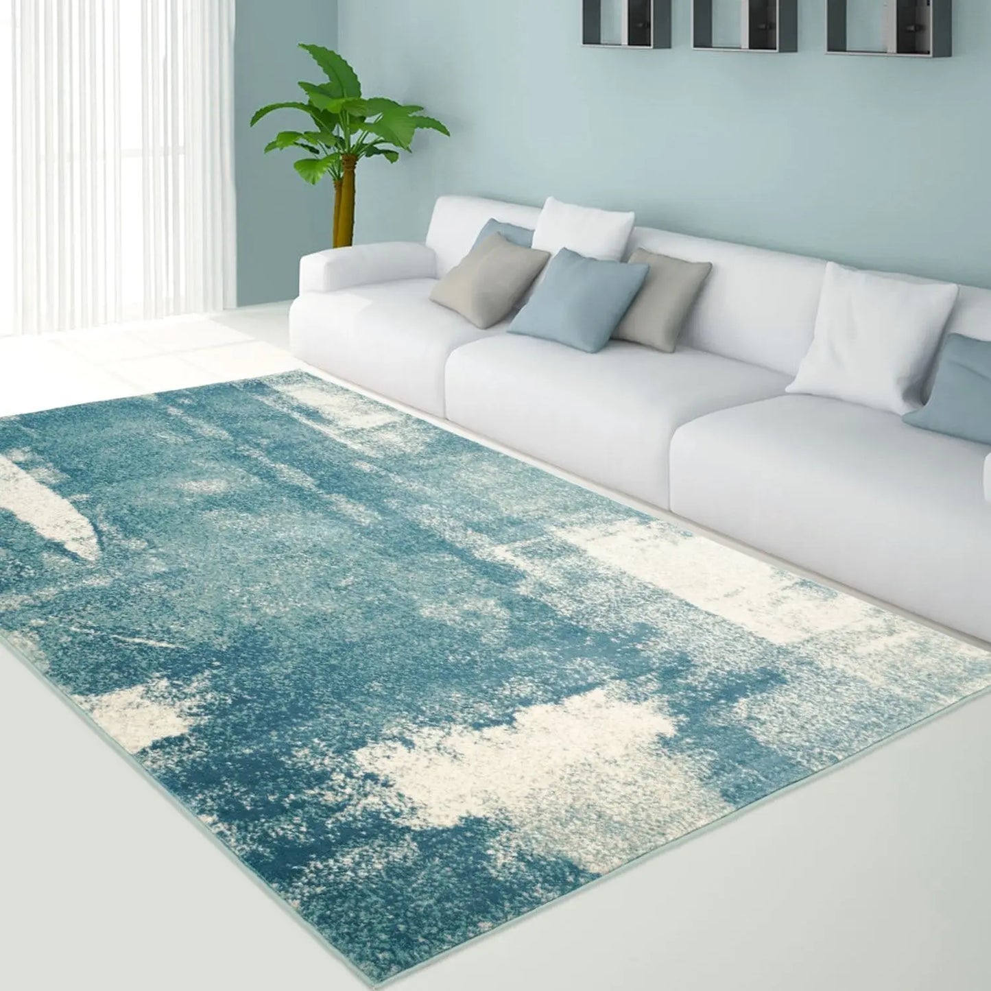 Unigue Teal Area Rug -